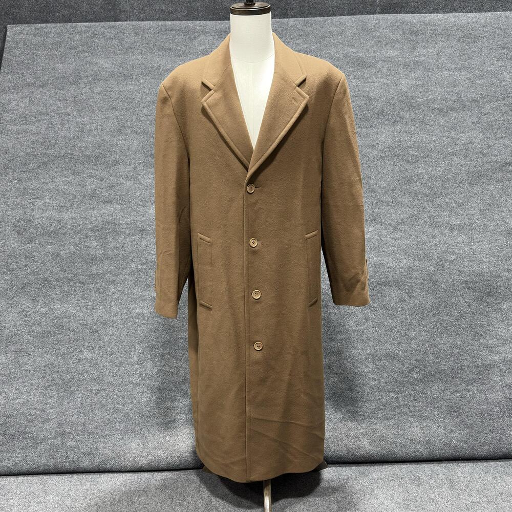 Vintage Saks Fifth Avenue Cashmere Coat Mens 42 Camel Italy Colombo Overcoat